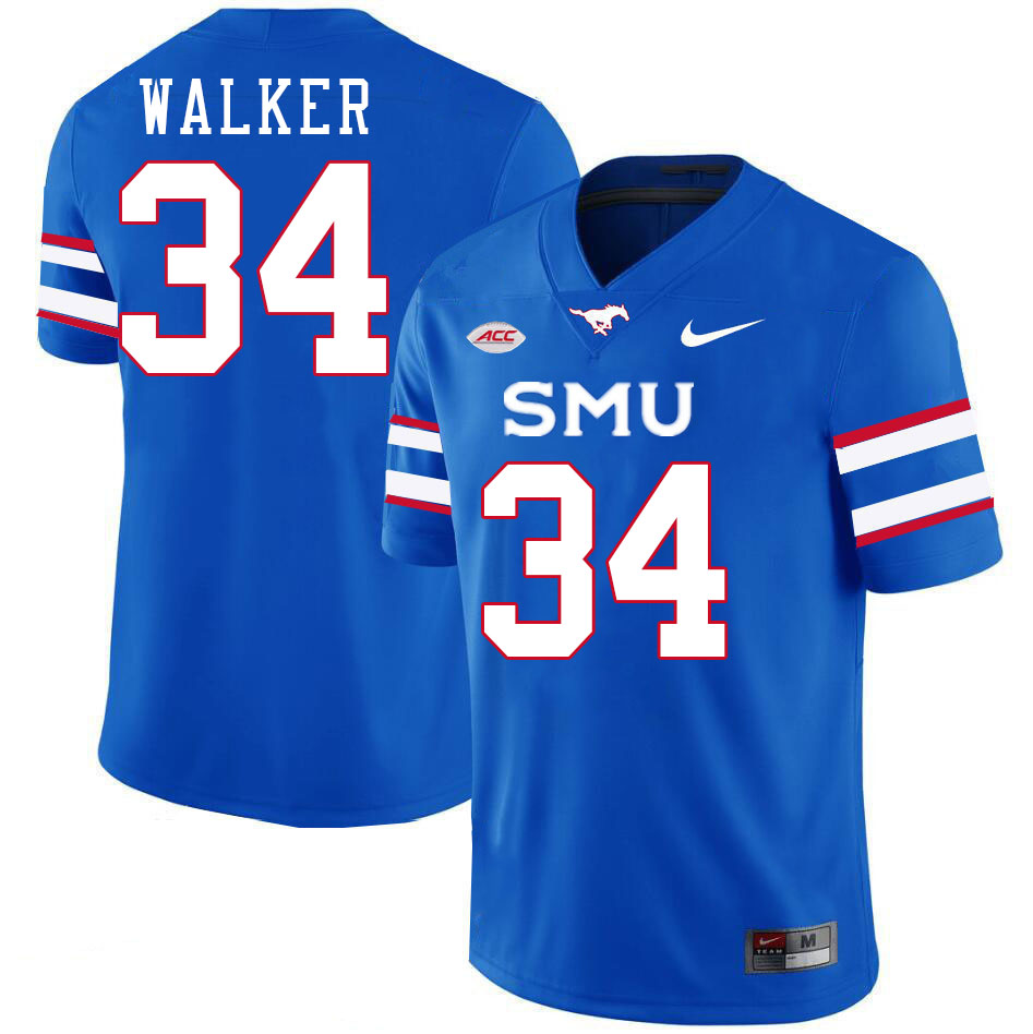 SMU Mustangs #34 Ahmad Walker Jersey College Football Uniforms-Royal